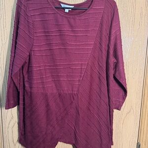 Women's Burgundy Textured Top size L -Jillian N